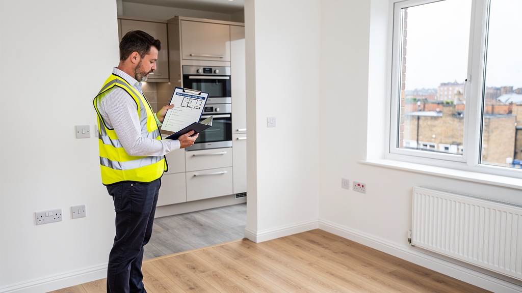 Surveyor inspecting a leasehold flat in South London