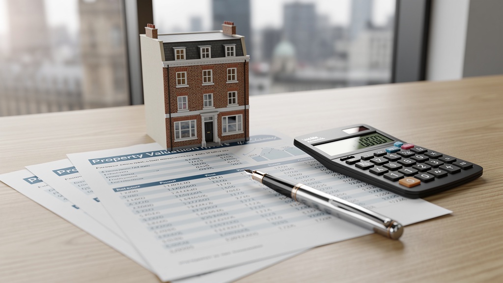 Property valuation report with London house model on desk